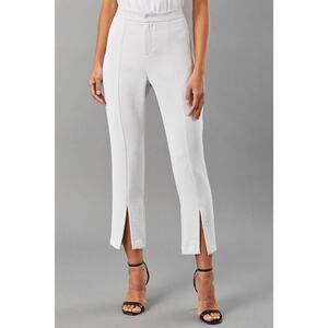 Lola & Sophie Scuba Cropped Slit Hem Trouser Light Silver Gray 6 Small NEW